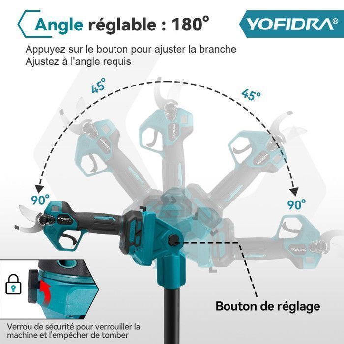 Tronçonneuse élagueuse sur perche - YOFIDRA - Yofidra - Guide 6 pouces (16 cm) - 2x1,5Ah - Perche télescopique 3 positions
