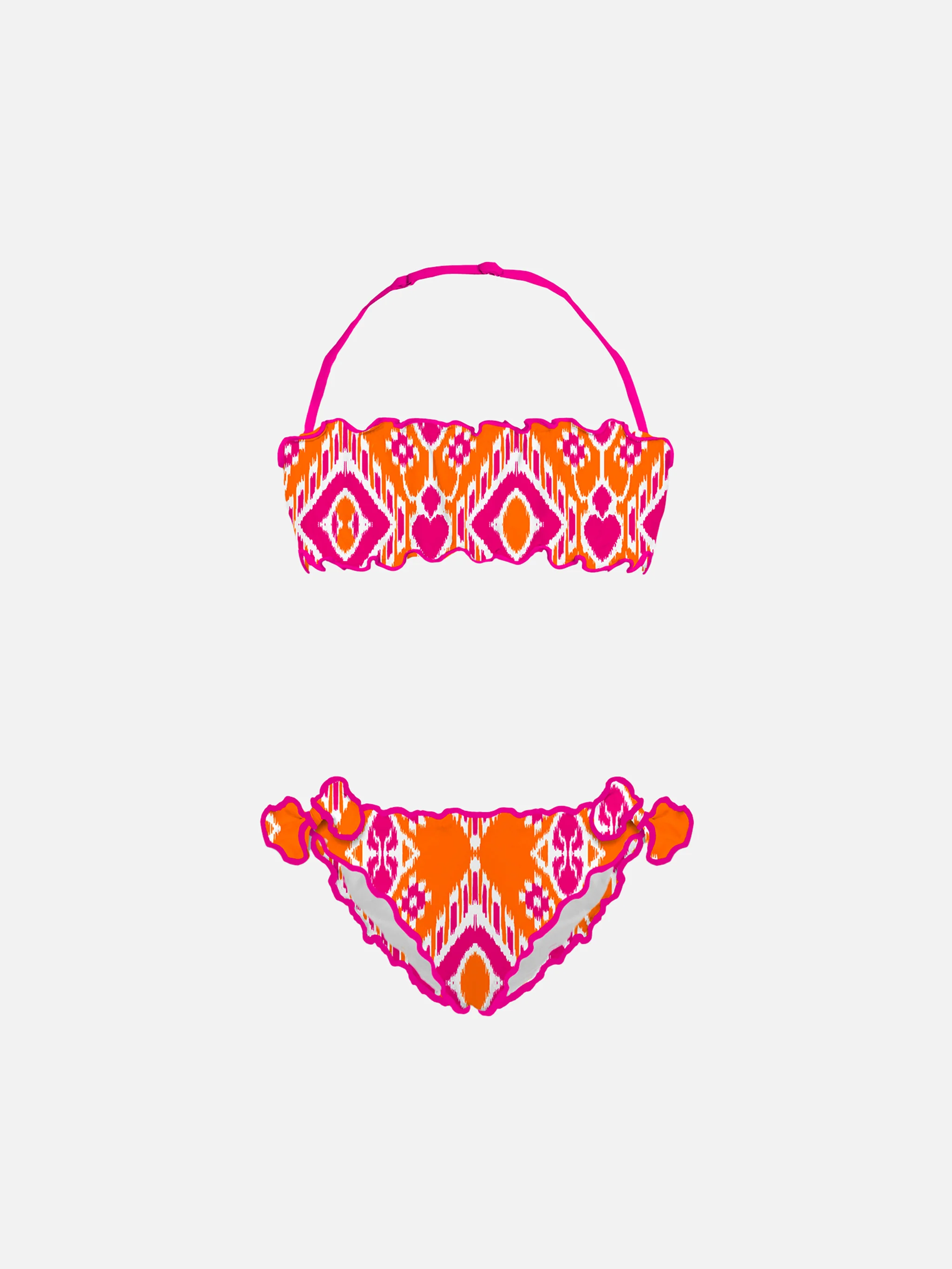 Bandeaubikini voor meisjes met geometrische print