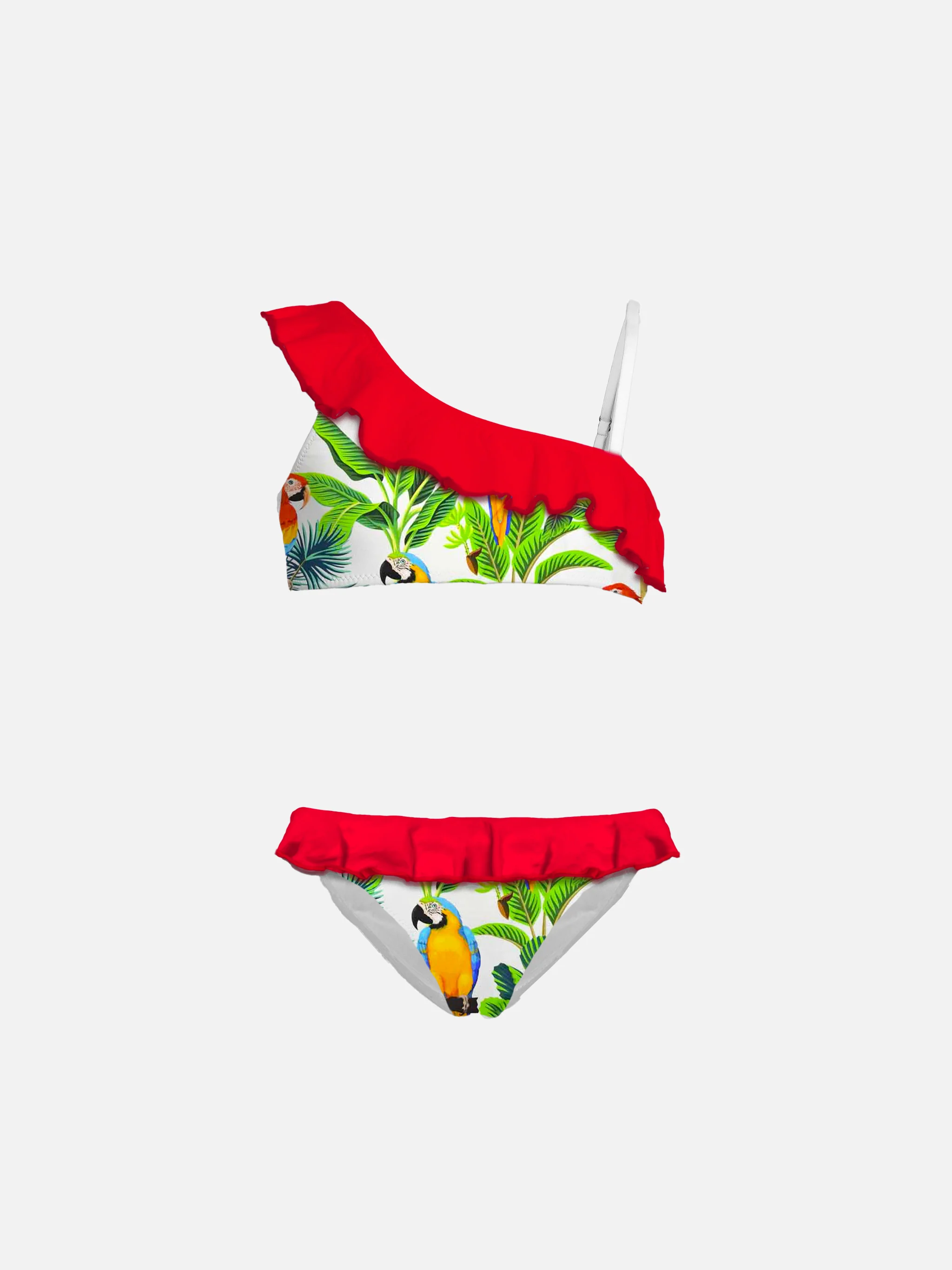 Bikini met één schouderband en ruches voor meisjes