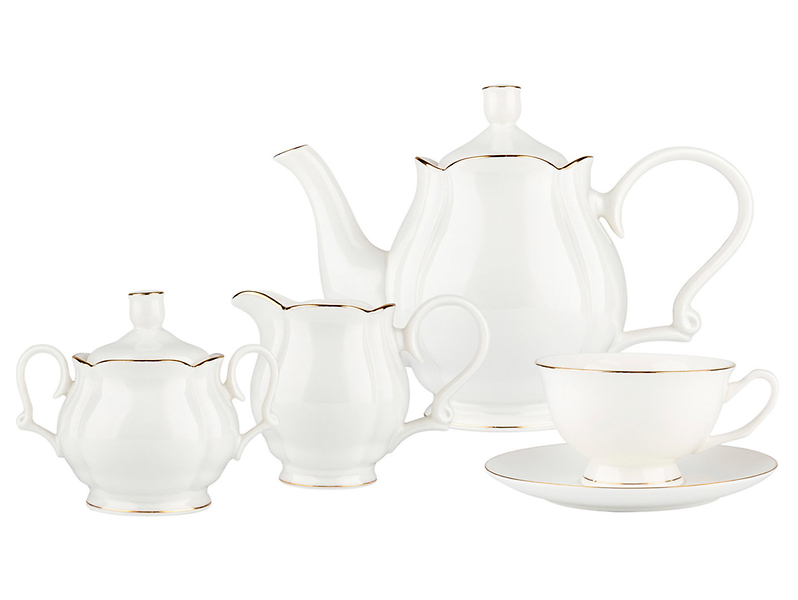 Serwis kawowy Valetina porcelanowy 15 el. biało-złoty
