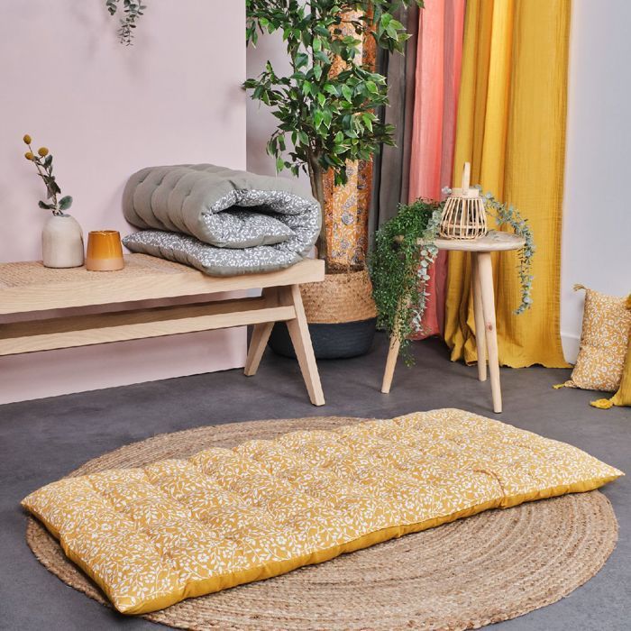 Colchón de suelo INDIAN FLOWERS - HOY - Amarillo 60x120 cm