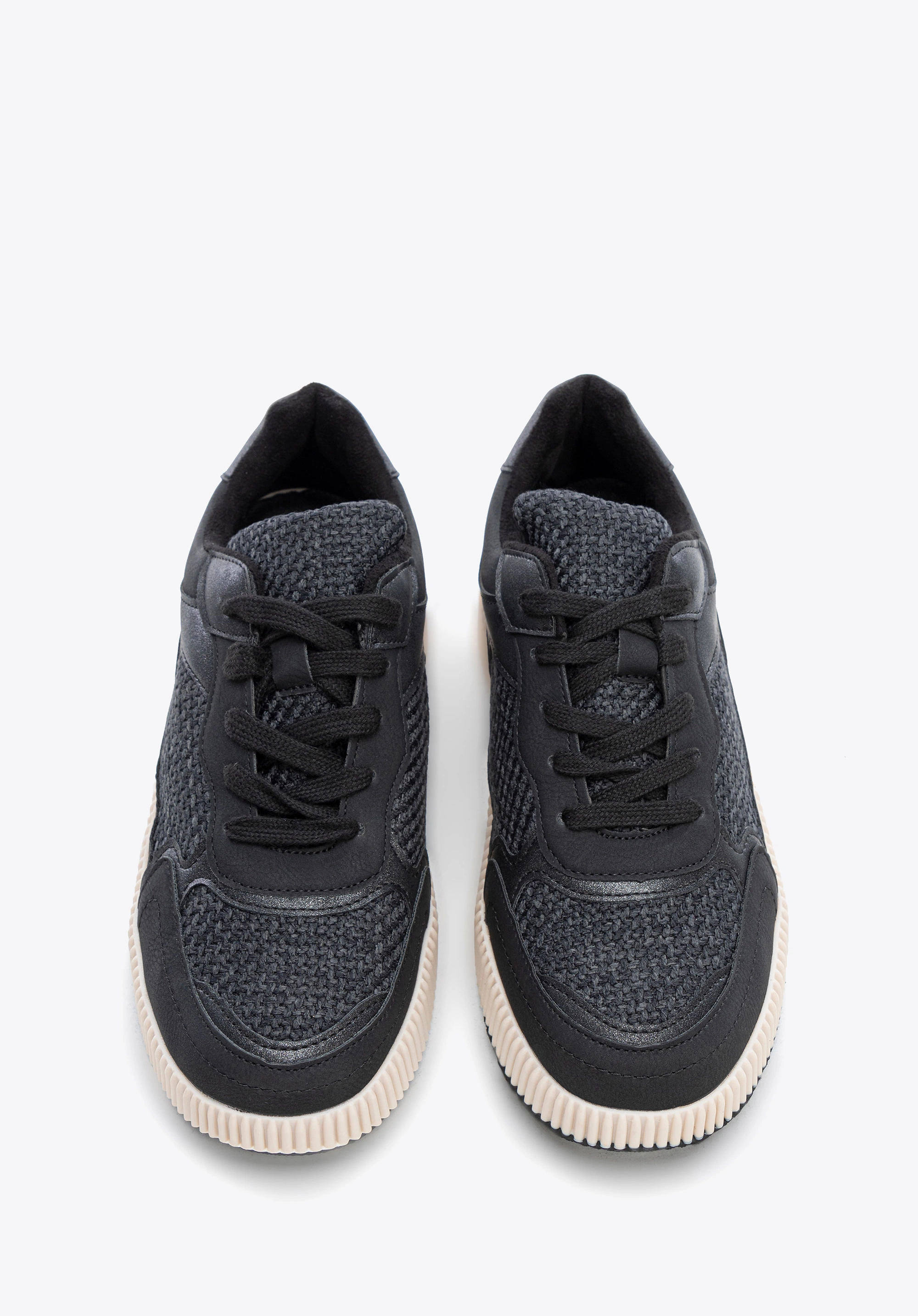 Damskie sneakersy na grubej platformie czarne