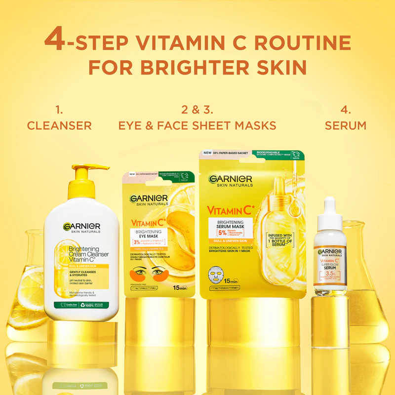 Máscara para olhos hidratante e iluminadora com vitamina C da Garnier