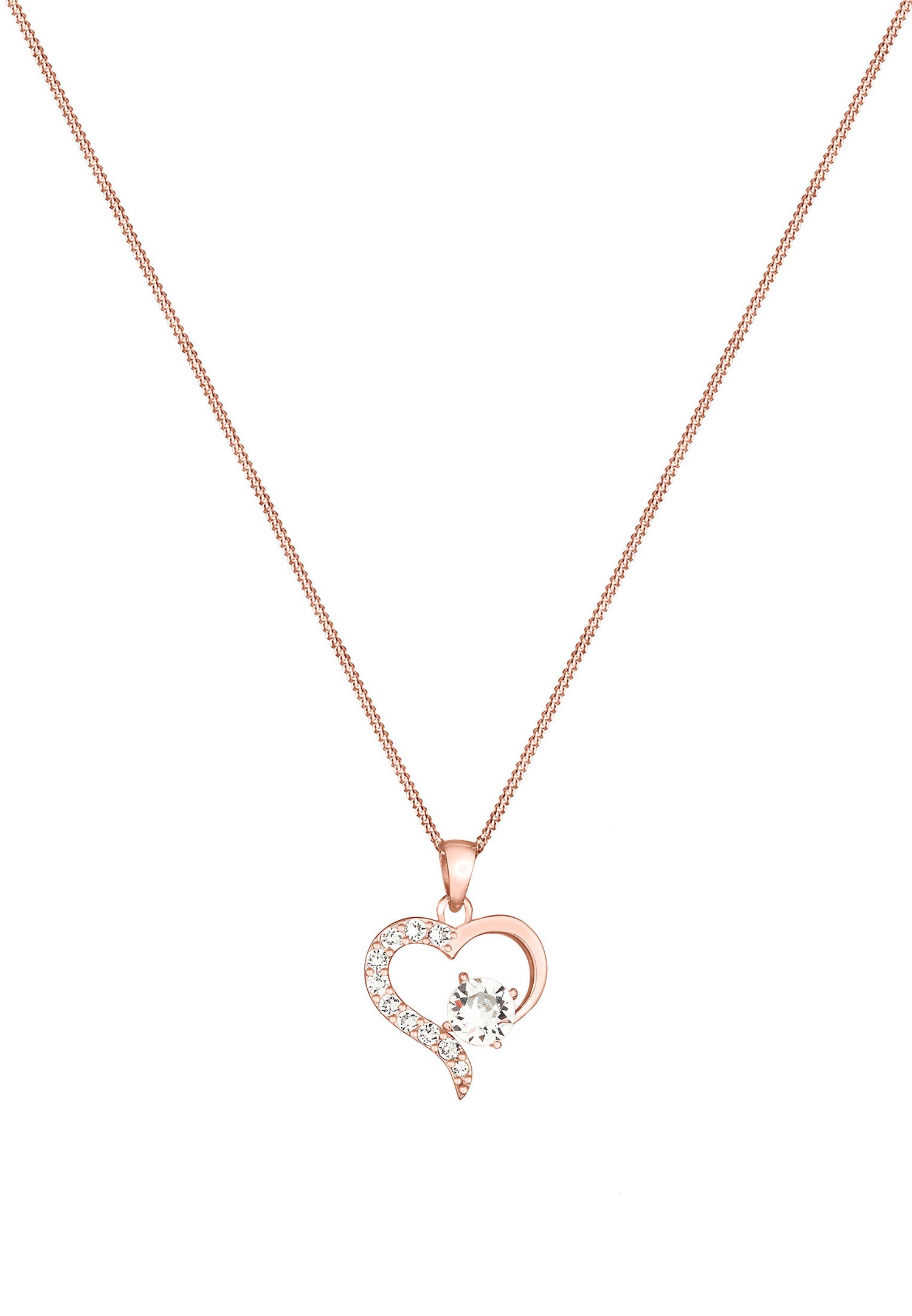Elli Femmes cœur amour avec cristaux en argent sterling 925