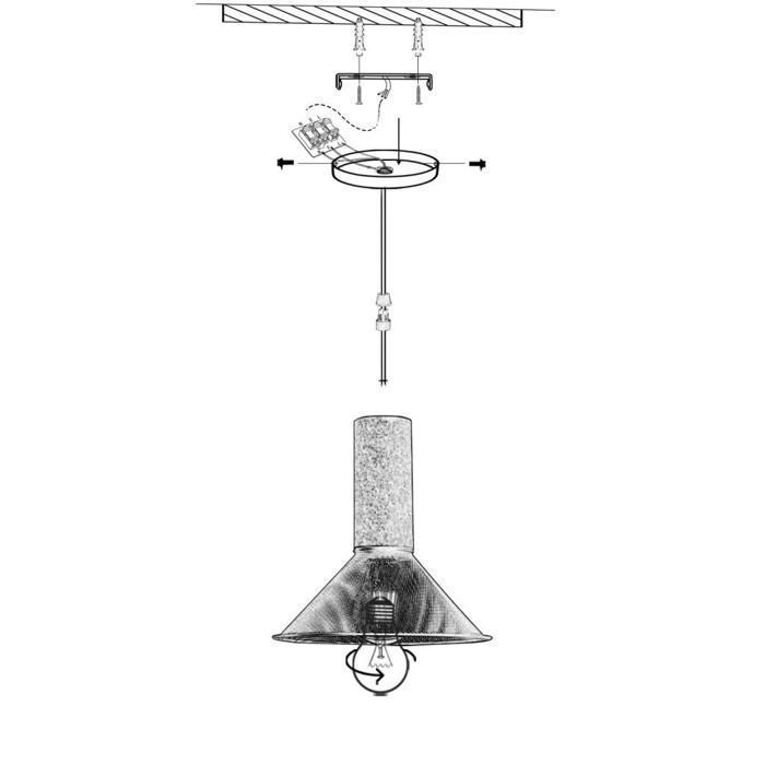 WOTTES Lustre Industriel Rétro En Maille Avec Abat-Jour En Fer Noir, Simple Moderne Nordique Suspension En Ciment, 21.5*21cm, 1pcs