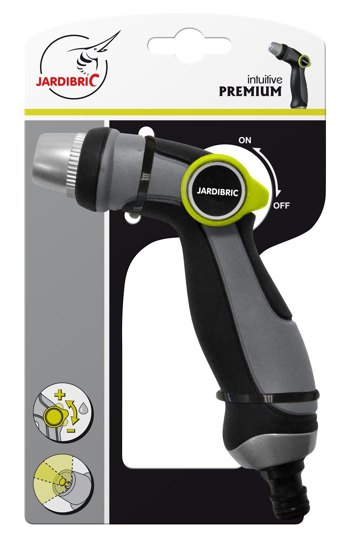 Pistola pulverizadora con revestimiento metálico - 3 en 1 - Boquillas ajustables - Control con el pulgar - Mango ergonómico
