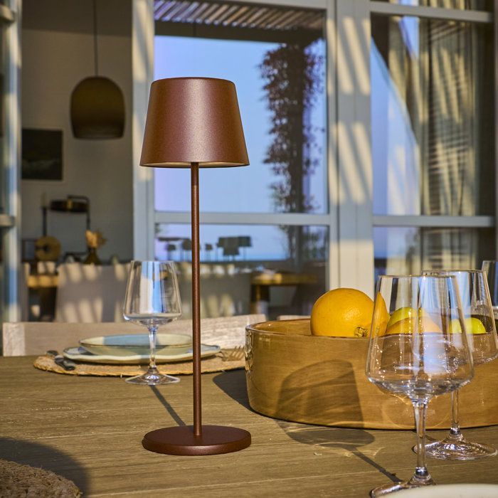 Lampada da tavolo wireless - LUMISKY - KELLY VINTAGE - Alluminio marrone - LED bianco dimmerabile - Ricaricabile - H38 cm