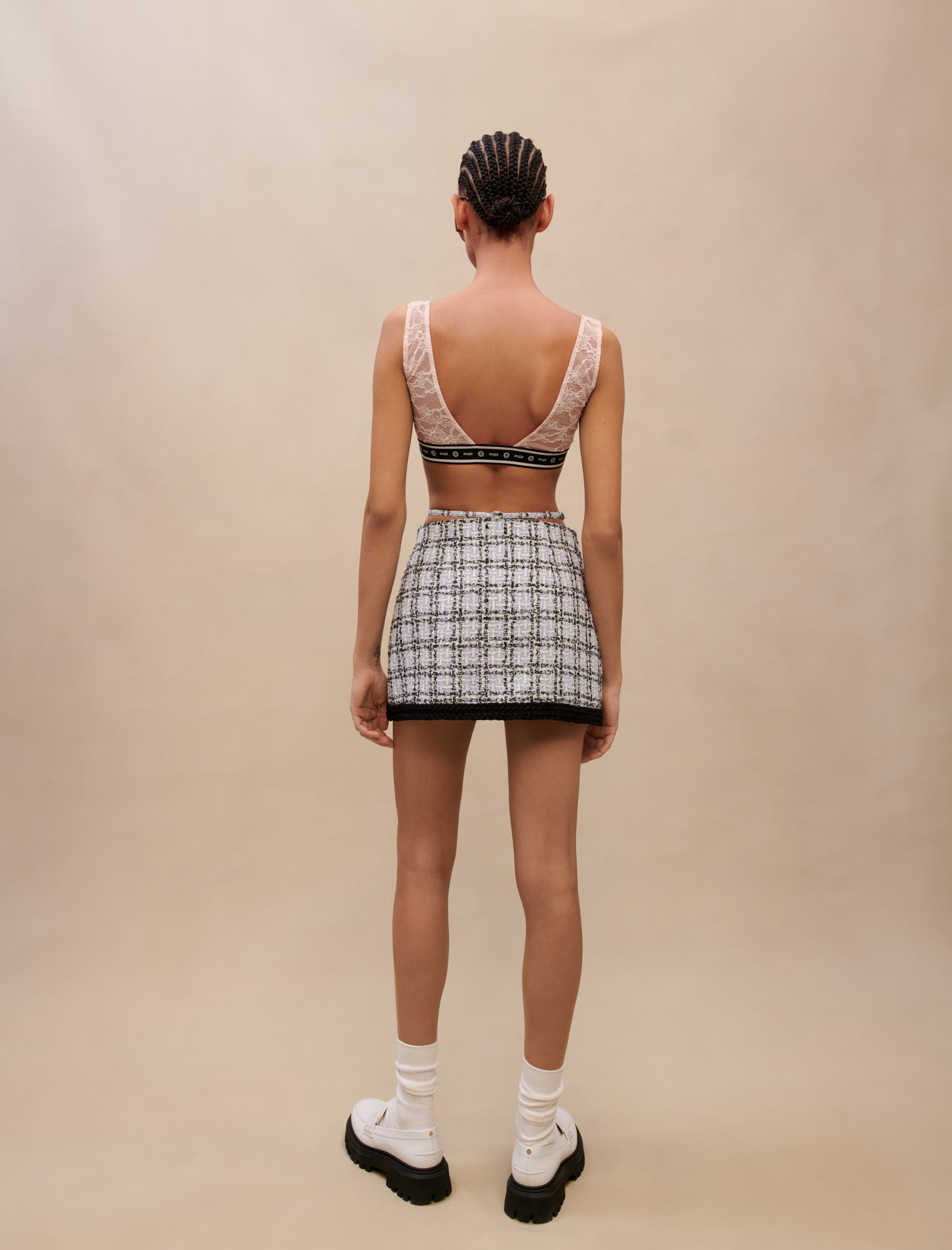 Geruite tweed rok - Blauw