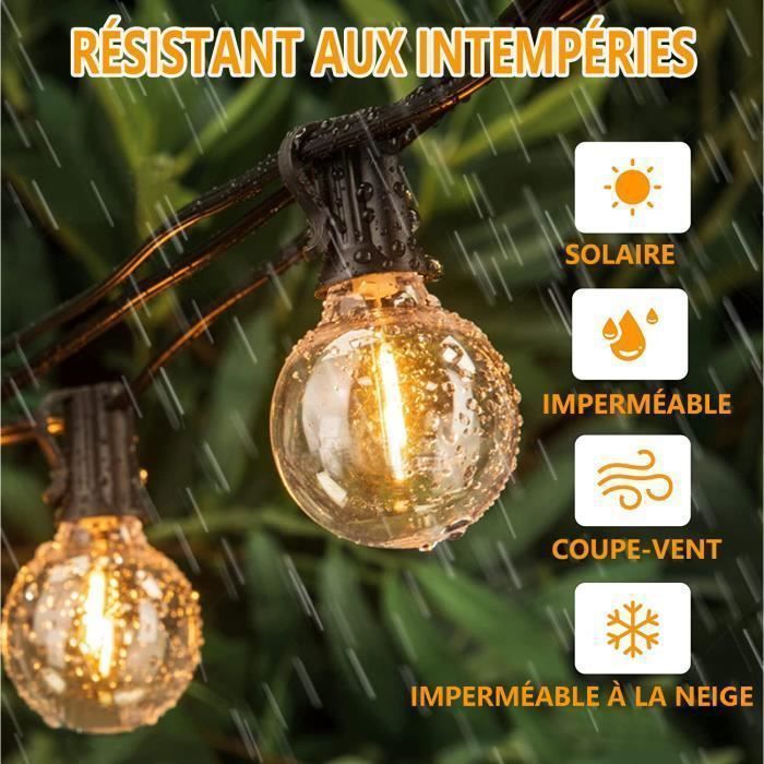 9 m lange Lichterkette für den Außenbereich mit 50 G40-Glühbirnen – warmweißes LED-Licht – IP45 wasserdicht