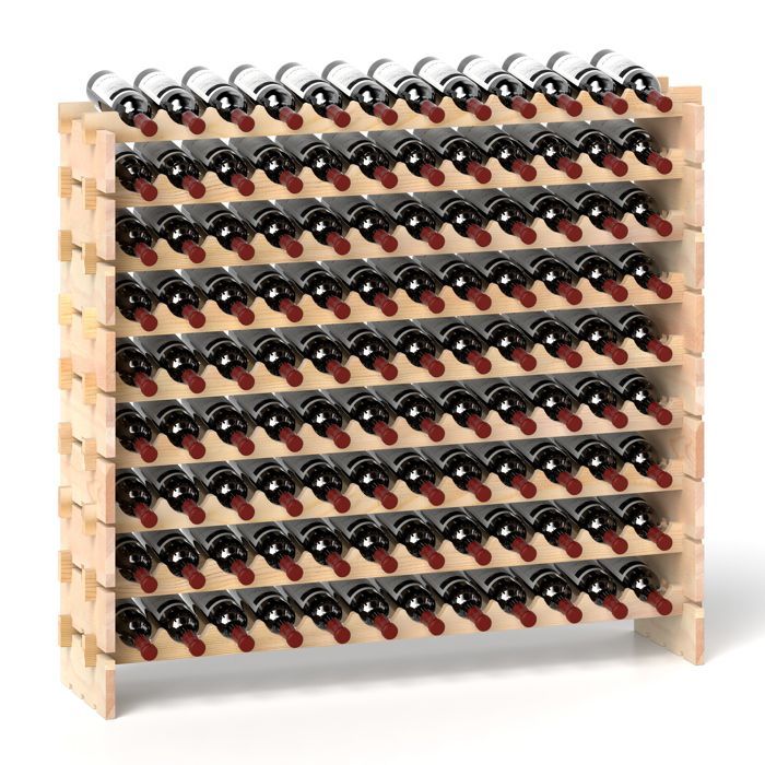 Botellero modular COSTWAY con 9 estantes para 108 botellas, botellero y soporte para botellas de madera de pino, 120 x 29 x 106 cm