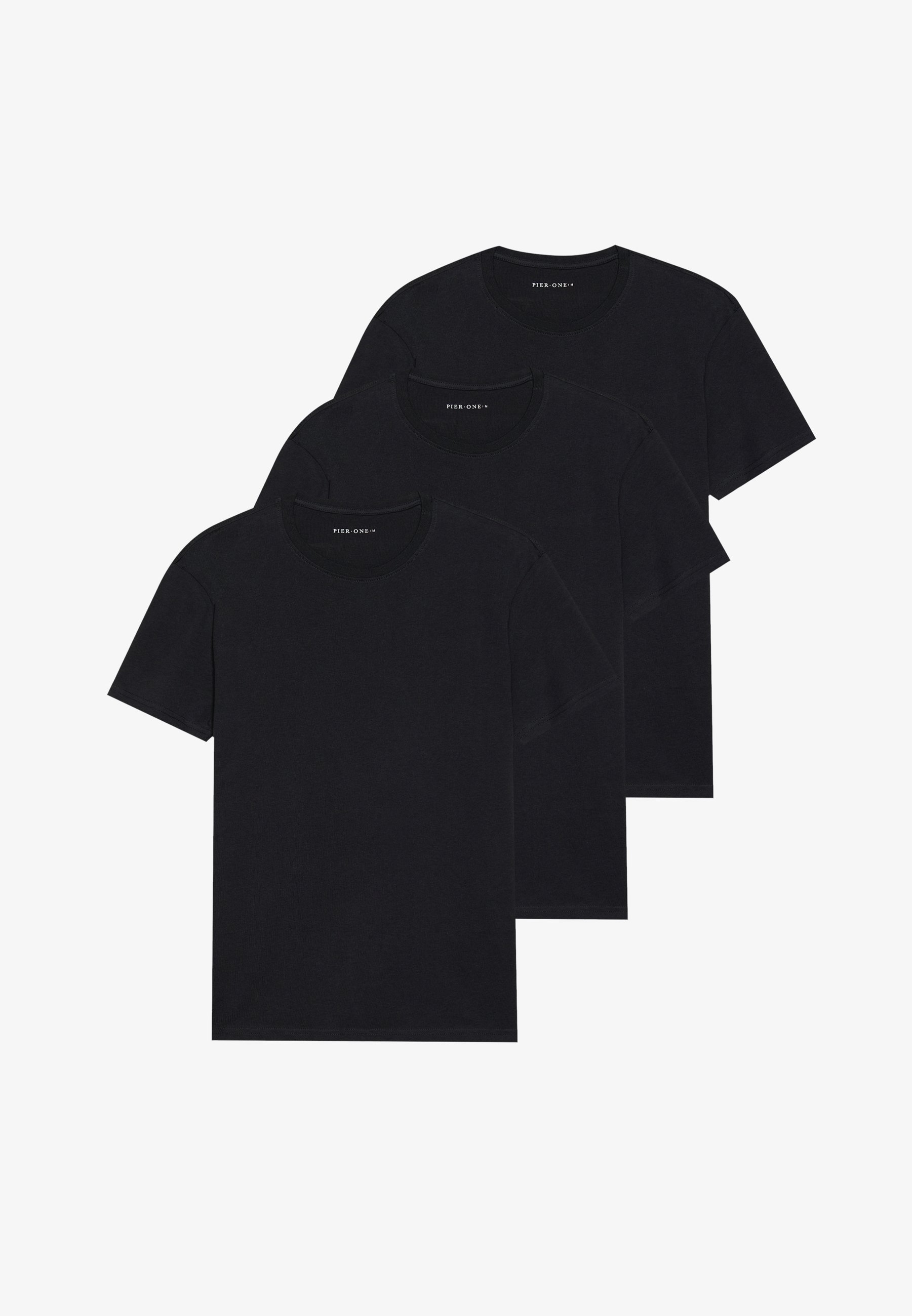 Pier One 3-pack - Basic T-shirt - zwart