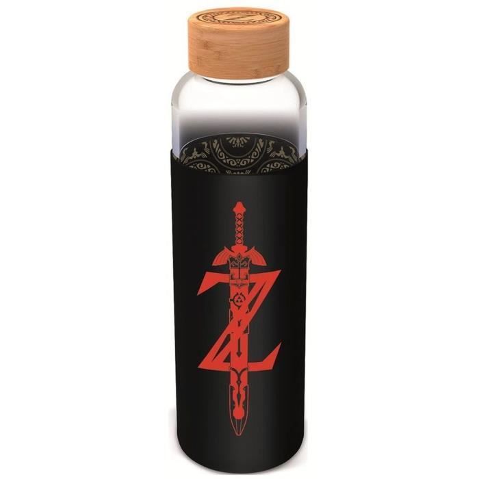 STOR - The Legend of Zelda - Botella - Vidrio con funda de silicona - Reutilizable - 585 ml