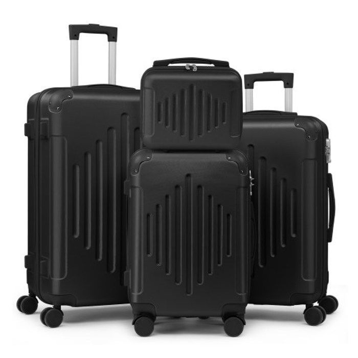 ALIGHTUP - Juego de equipaje - 4 maletas con ruedas - 3 maletas + 1 neceser - Negro