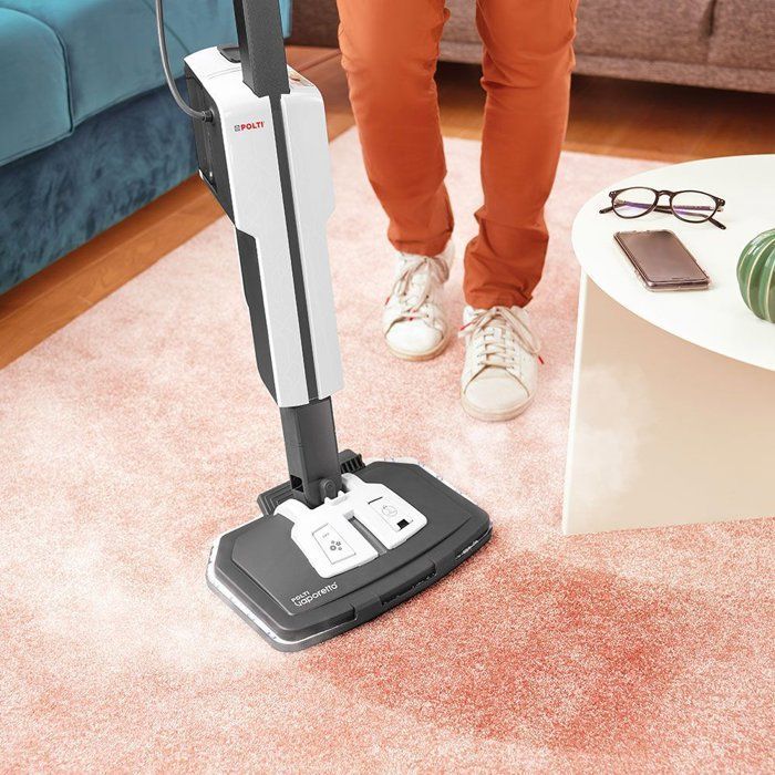 POLTI VAPORETTO SV660 STYLE - Balai vapeur 2-en-1 - Tout sol - 1500 W - 0,5 L - Câble 6 m - Gris / Blanc
