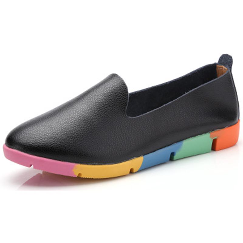 Scarpe basse da donna, mocassini stringati da donna, scarpe comode da passeggio con suola in colori misti, scarpe casual da donna con punta arrotondata.