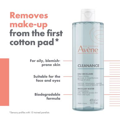 „Avène Cleanance“ micelinis vanduo riebiai ir į spuogus linkusiai odai, 400 ml