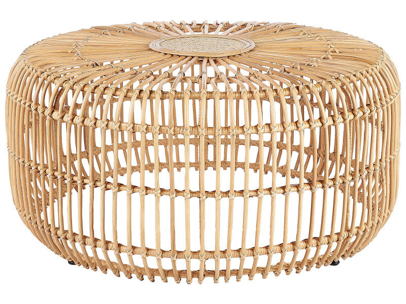 Stolik kawowy ogrodowy rattanowy 85 cm naturalny