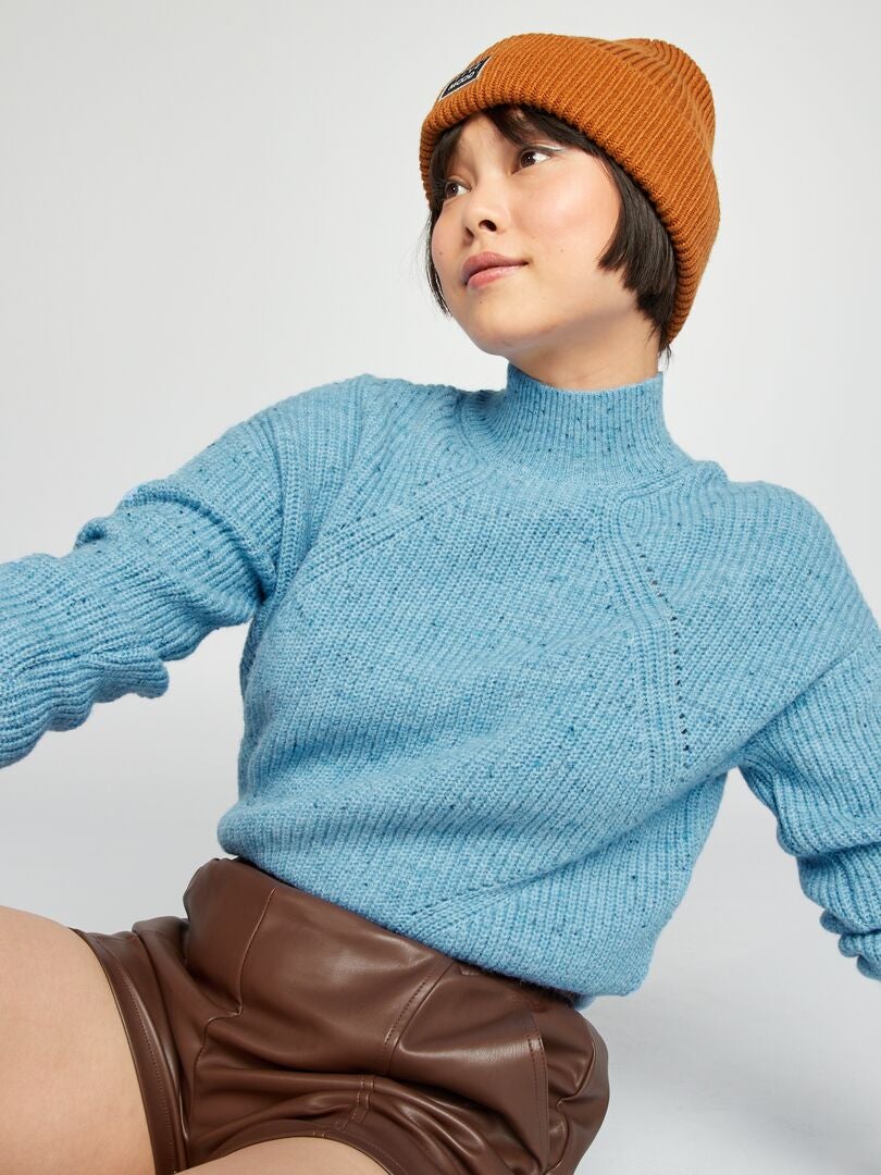 Jersey de punto de cuello alto - AZUL