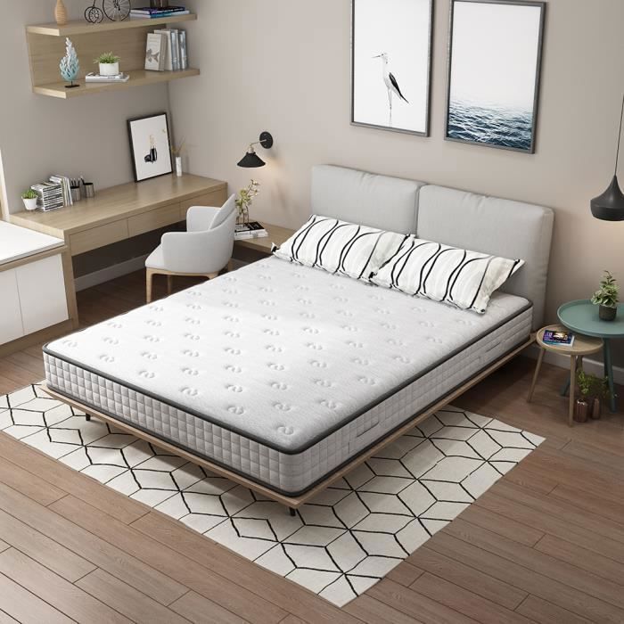 Colchón de espuma viscoelástica de 160x200 cm - 22 cm de grosor - DEWINNER® - Alta densidad - Reversible
