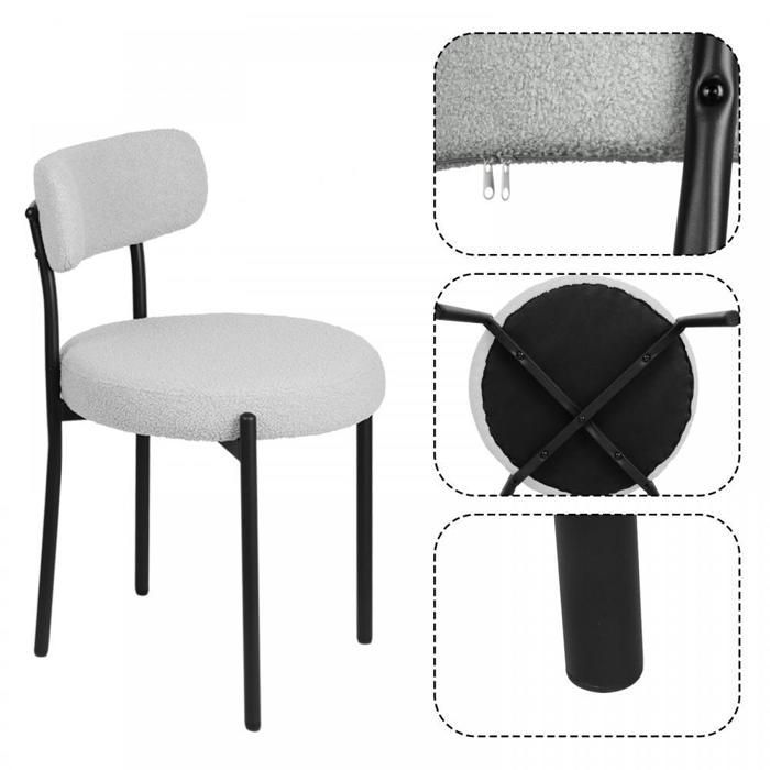 MIPAN. Juego de 6 sillas de comedor escandinavas - Sillón tapizado en terciopelo - Patas de metal - Máx.: 120 kg - Gris claro