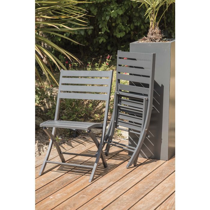 Tuinset voor 4 personen in antracietgrijs aluminium - Antracietgrijs