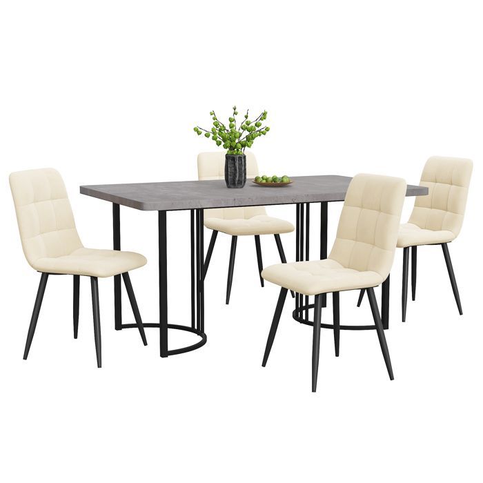 Nuevo conjunto de comedor Premium Sense (juego de 5), mesa de comedor con 4 sillas, mesa de comedor moderna para cocina, 140 × 80 cm
