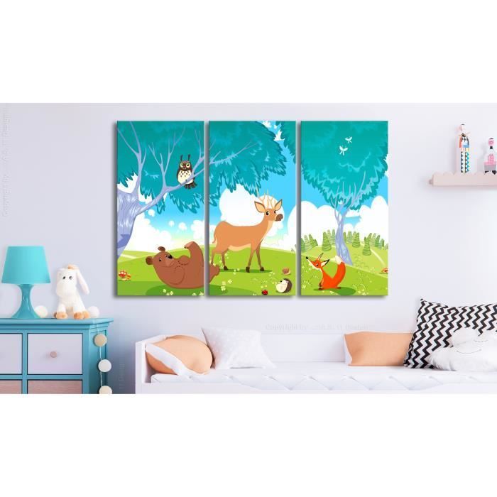 Children's Picture - Friendly Animals (3 Pieces) 90x60 cm - Decorative Picture