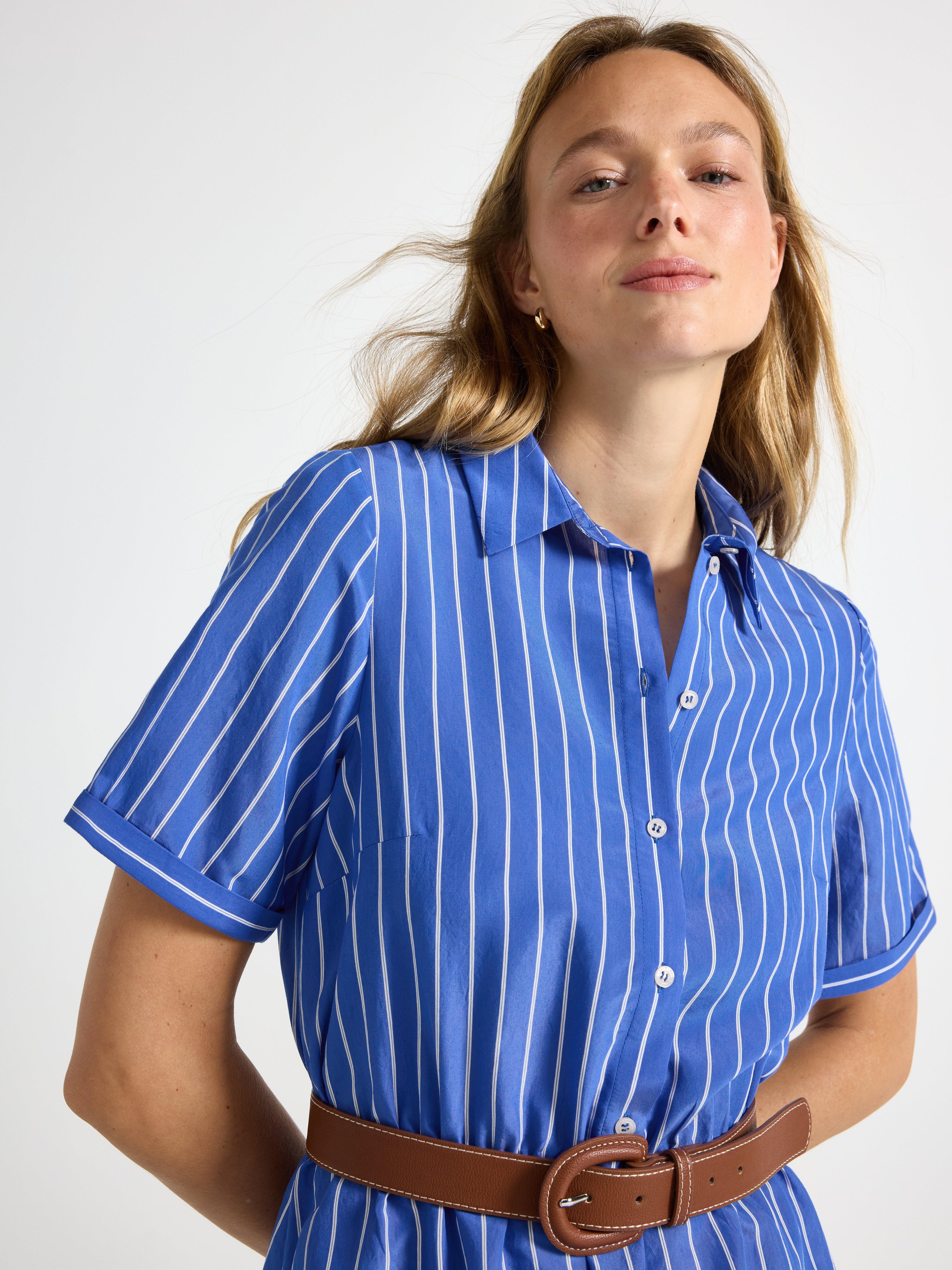 Gestreiftes Hemdkleid blau