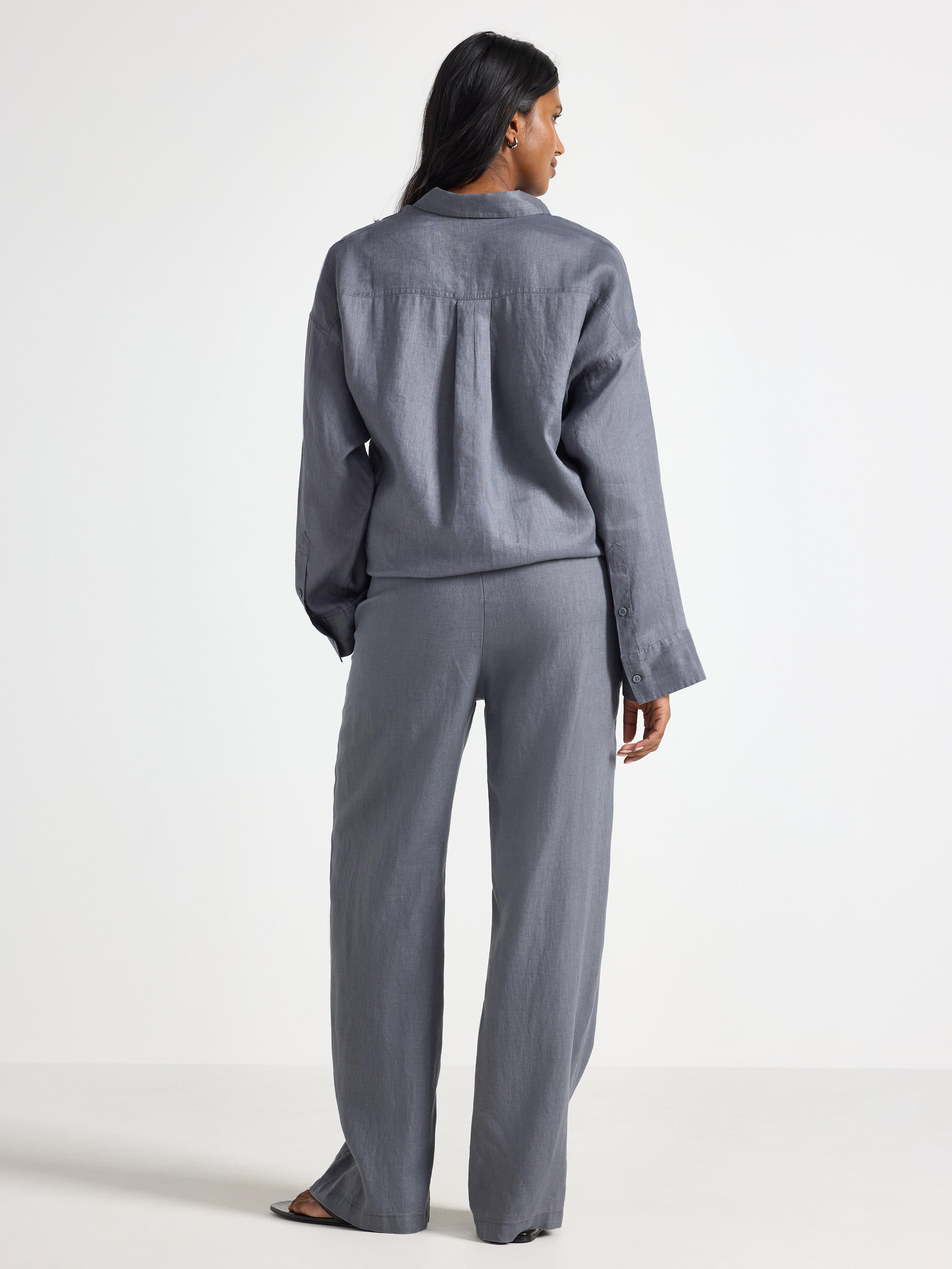 Vida byxor i linne grey