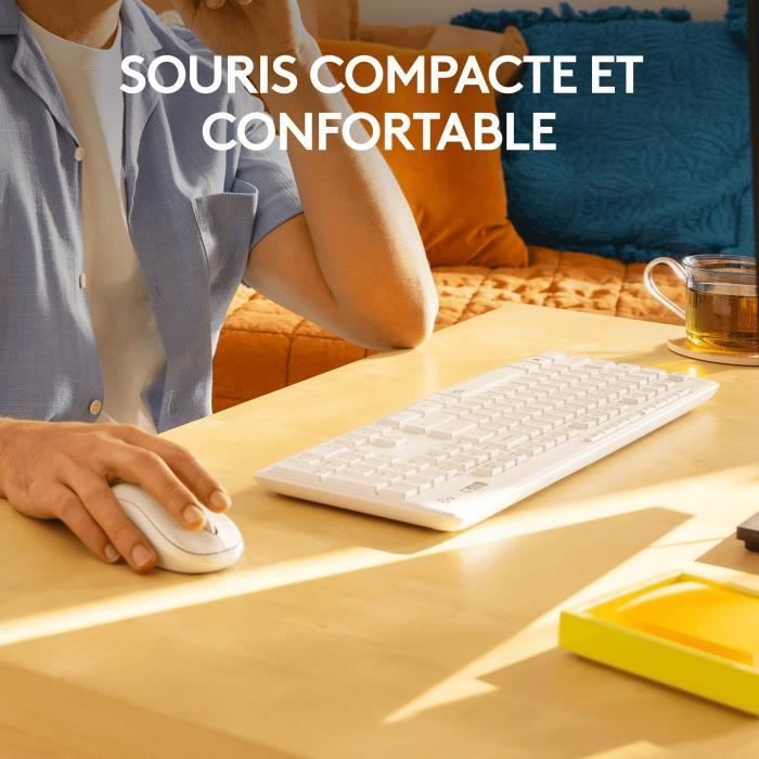 Toetsenbord- en muiscombinatie - Draadloos - Logitech - MK295 - AZERTY - Wit