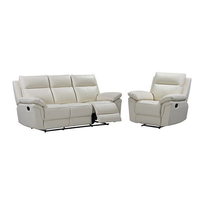 Canapé 3 places et un fauteuil relax en cuir de buffle PAKITA - Ivoire