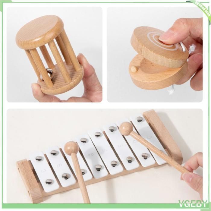 Fafeicy Set di percussioni musicali in legno, strumento musicale per bambini, set di gioco puzzle