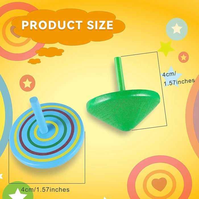 30 toupies en bois pour enfants, toupies en bois, jouets toupies en bois