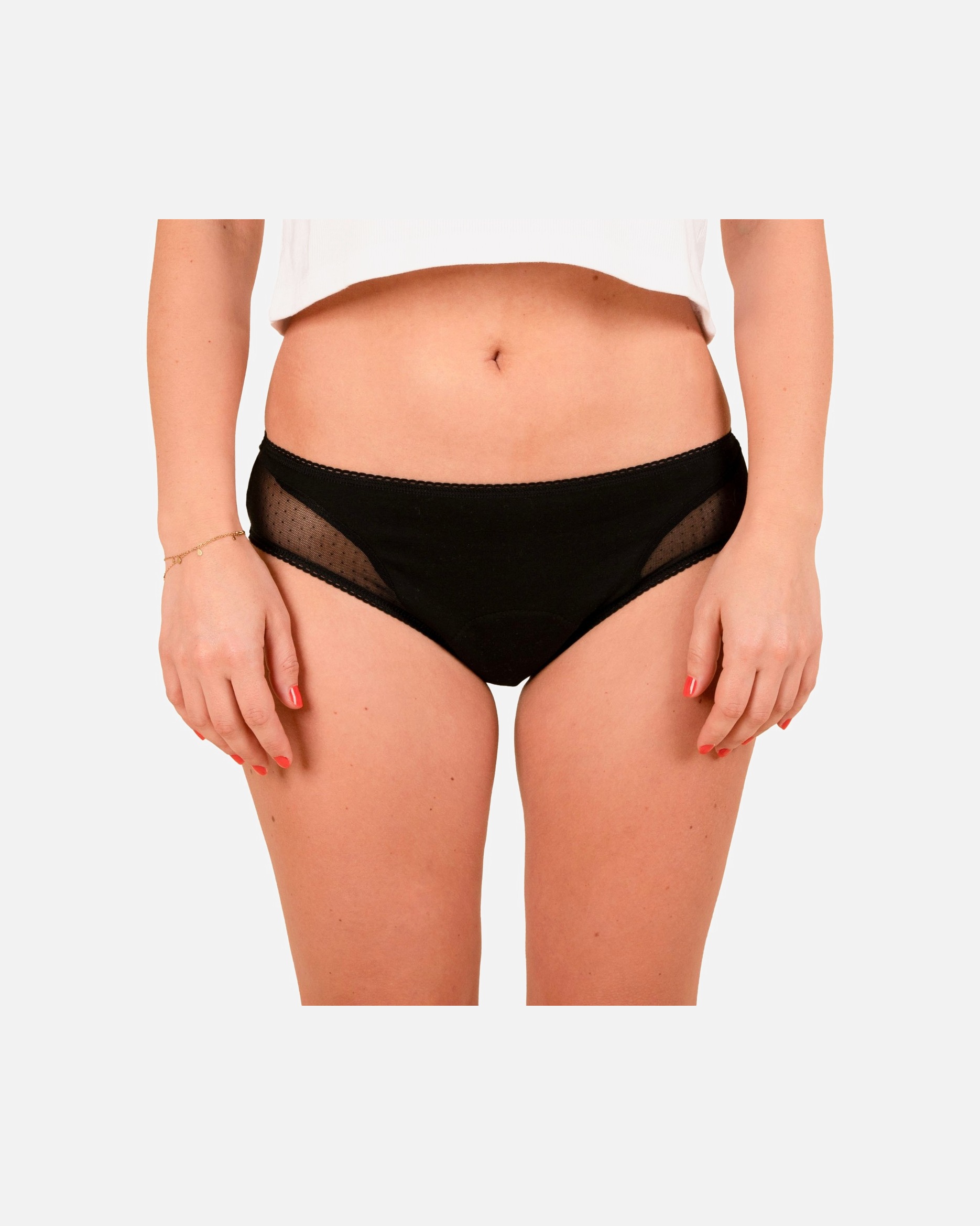 jho Culotte menstruelle noire plumetis flux moyens