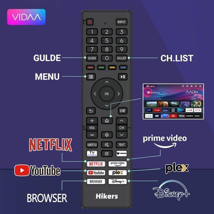 Hikers 50Z1 Téléviseur Smart TV - Écran 50 pouces Résolution UHD 3840*2160 Dolby Atmos USBx2 - Noir