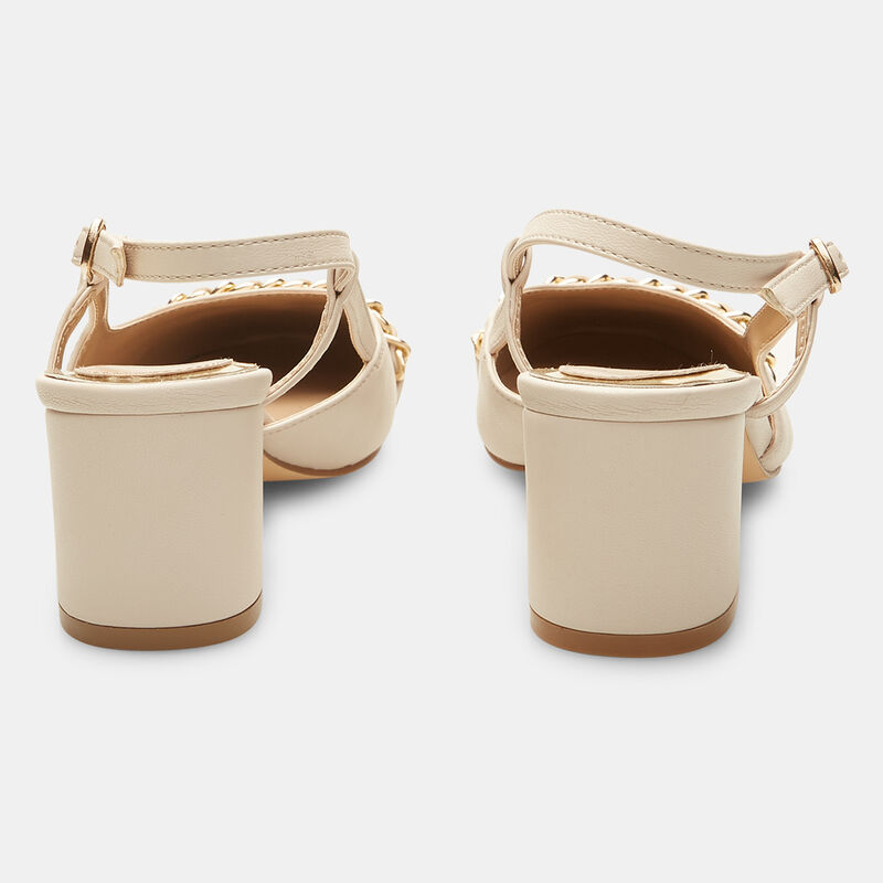 Damskie półbuty typu slingback z obcasem midi i łańcuszkiem
