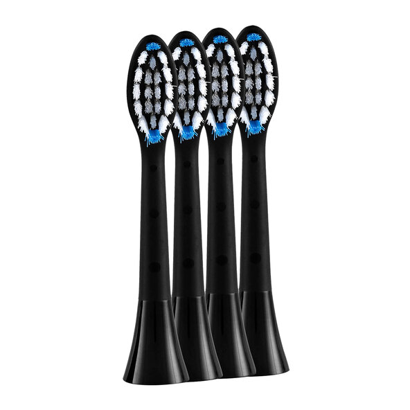 Replacement toothbrush heads, black (medium), set of 4