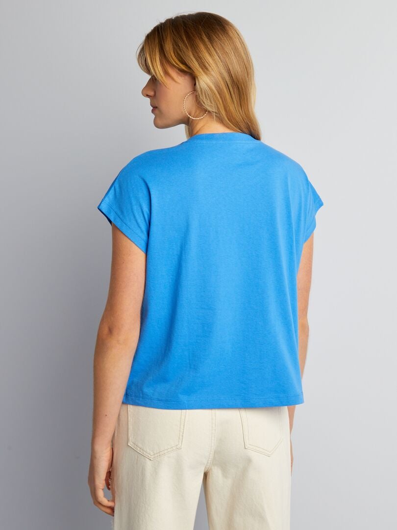 Bedrukt katoenen T-shirt - BLAUW