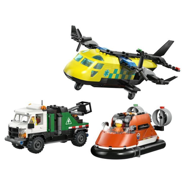 LEGO City 3-en-1 60505 Avion, Camion d’Assistance et Aéroglisseur Modulable - Jouet 7 ans