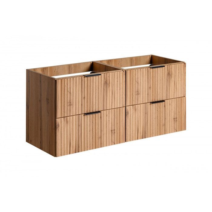 Conjunto completo de baño con lavabo doble de 120 cm + 2 armarios - Roble Georgia