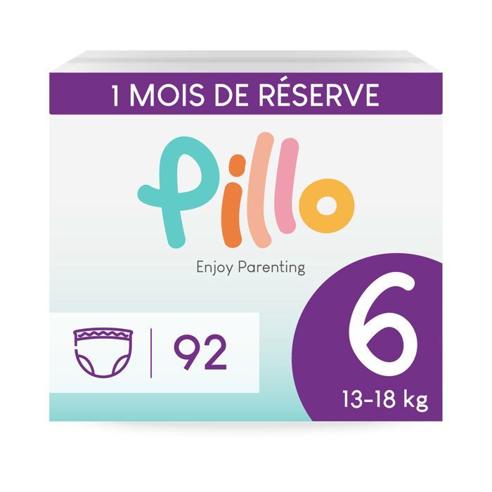 Pillo luierbroekjes maat 6 - Pak van 92 broekjes, 4 pakken van 23 babyluierbroekjes maat 6 - XL (13-18 kg) - Babyluier