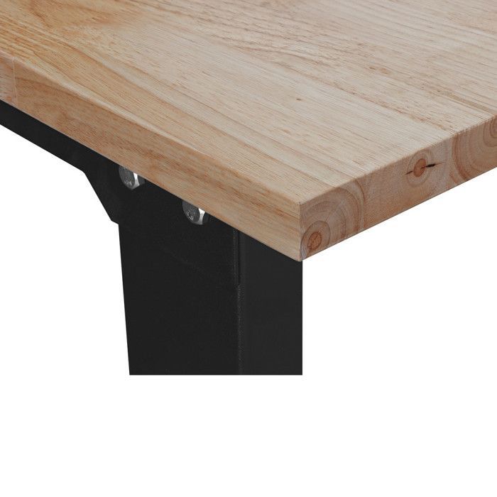Werkbank - Zwarte metalen werktafel - Houten blad - Afmetingen 1600x600x880 mm, 25 mm dik