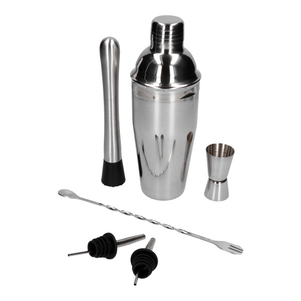 Zestaw Barmański 6 Elementów - Shaker Cobbler 750 Ml Srebrny