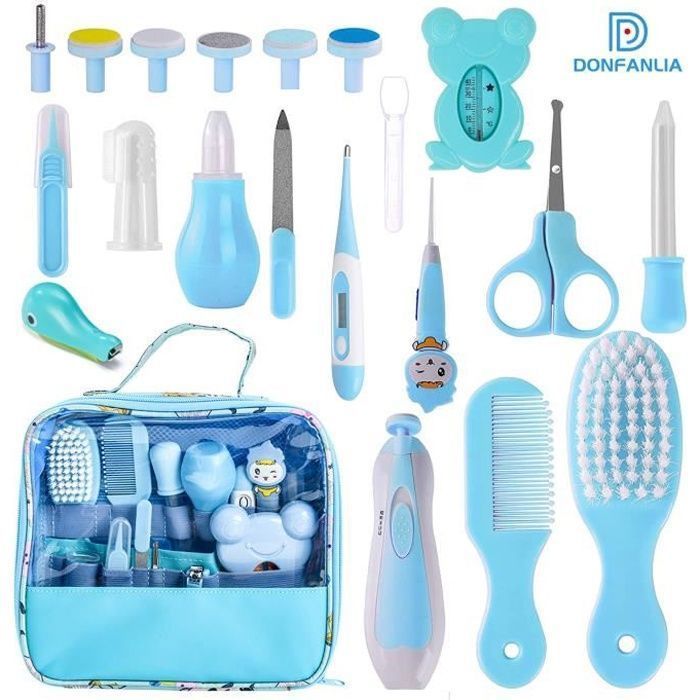 Set de neceser de aseo para bebé, kit de cuidado para recién nacidos de 20 piezas con accesorios higiénicos completos.