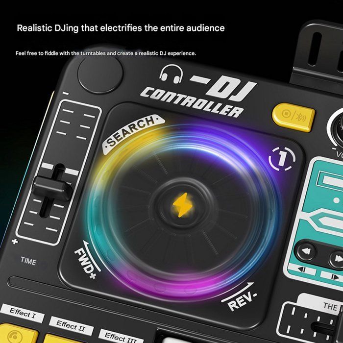 Tocadiscos Bluetooth para niños, juguete navideño, instrumento musical para tocar y simulador para principiantes con micrófono.