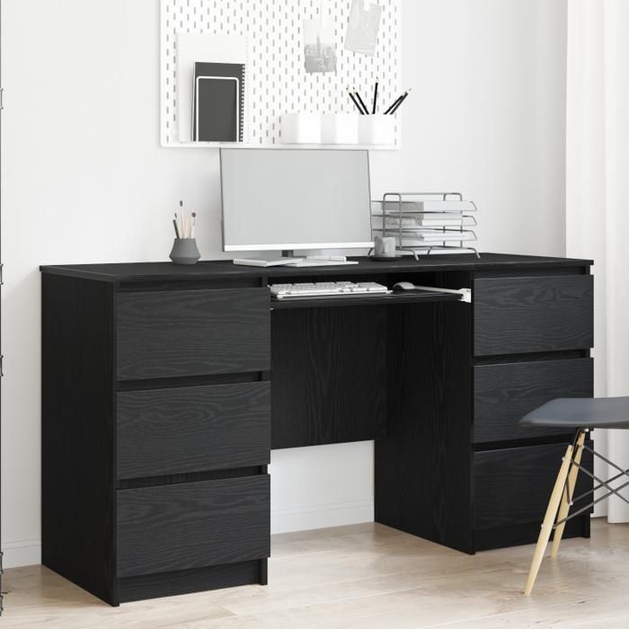 Bureaux 2 pcs Chêne Noir 140x50x76 cm Bois d ingénierie