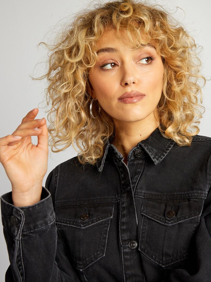 Vestido tipo chaqueta vaquera - GRIS