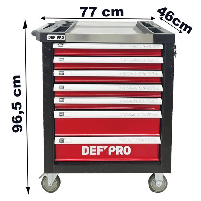 Servante d'atelier DEFPRO - 7 Tiroirs - Avec 173 outils