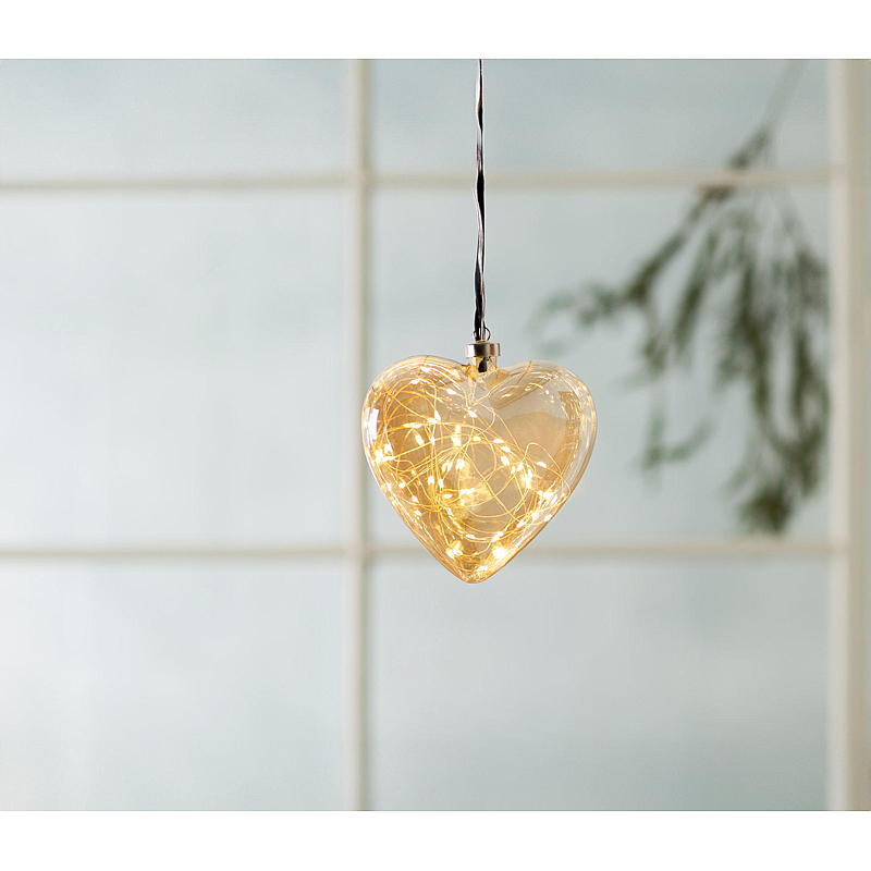 Glasherz für Zuhause, 17,5 x 19 cm, 30 LEDs