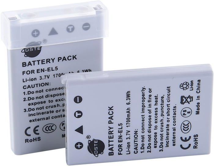 Confezione da 2 batterie di ricambio per Nikon EN-EL5 Coolpix P510 P520 P530 P5000 P5100 P6000 S10 3700 4200 5200 5900 7900 P3 P4 P80 P90 P100